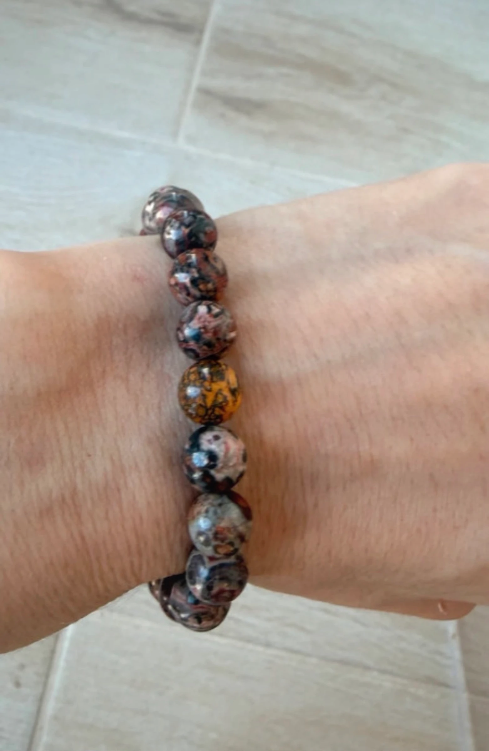 Pulsera jaspe leopardo natural cuentas 8 mm – photo 2